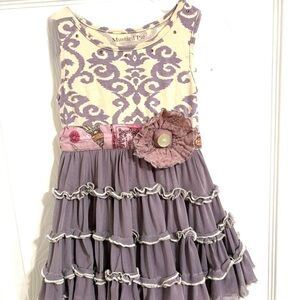 Mustard Pie Lavender and Cream Ruffle Dress